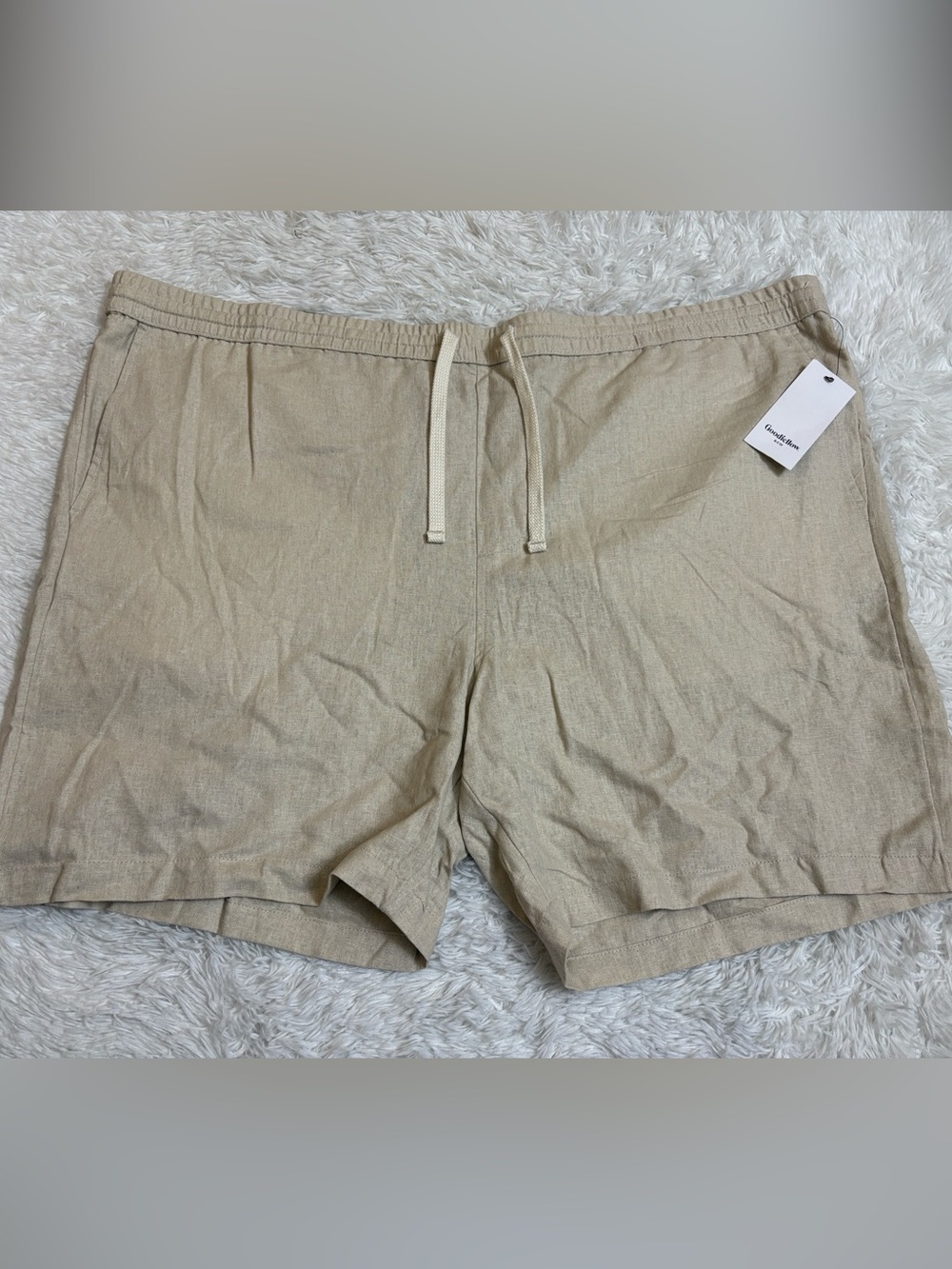 NWT Goodfellow & Co Men’s Cream Vacay Pull-On Shorts Linen Blend Size 3XL